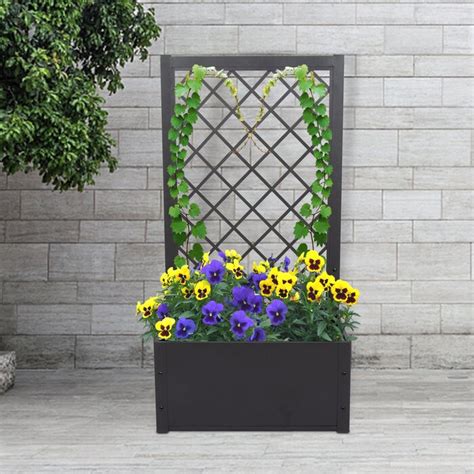 metal planter box with trellis|metal planter with trellis attached.